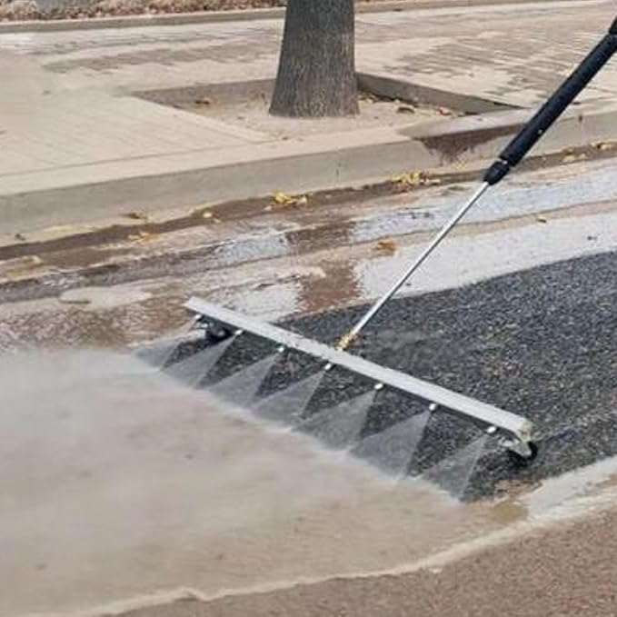 Pressure Washer Broom 39.37 Inch Extension Rod Stainless Steel Cleaner Quick Connect for Driveways Patios Undercarriages Commercial Residential Use (for Floor)
