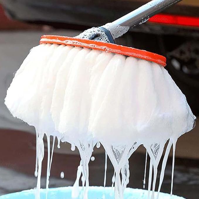 Car Wash Brush Soft Dust Removal Wash Mop Cleaning Tool with Telescopic Handle Car Wash Brush Mop Cleaning Tool with Long Handle Kit Car Mop Brush for Cars RV Truck