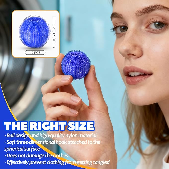 Pet Hair Remover for Laundry, Reusable Dog & Cat Hair Remover Tool, Effectively Removes Pet Hair, Lint and Dander from Bedding and Clothing, Suitable for Washing Machines, Dryers -12PCS - Image 3
