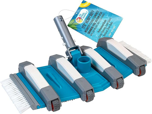 U.S. Pool Supply 17.5" Heavy Duty Weighted Flexible Concrete Swimming Pool Vacuum Head with Side Brushes and EZ Clip Handle - Professional Grade - Faster Cleaning, Easier Debris Removal, Clean Walls