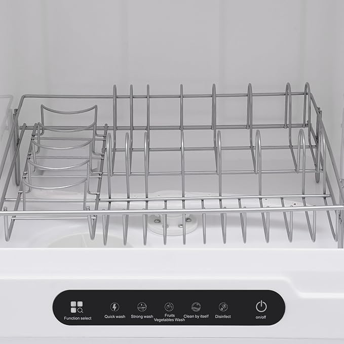 Portable Countertop Dishwasher, 5 Washing 12 Spouts Water Tank Leak-Proof Dry and 360° Rotation Flushing, Uitable for Homes Kitchen Apartments Dormitories Campers Rvs