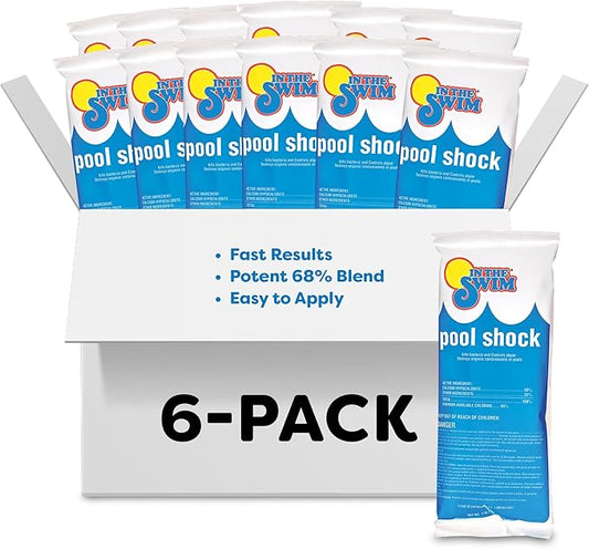 In The Swim Pool Shock – 68% Cal-Hypo Granular Sanitizer for Crystal Clear Water – Defends Against Bacteria, Algae, and Microorganisms - 6 X 1 Pound