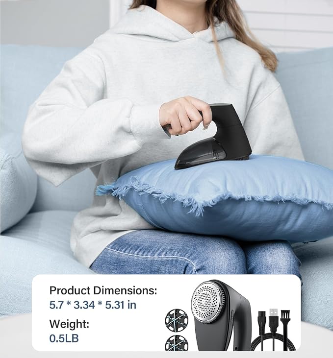 Bymore Fabric Shaver, Lint Shaver, Sweater Shaver for Clothes, Black | Large 65mm head and six-leaf blades cover more area in fewer passes for fast, even care on sweaters, couches and furniture - Image 6