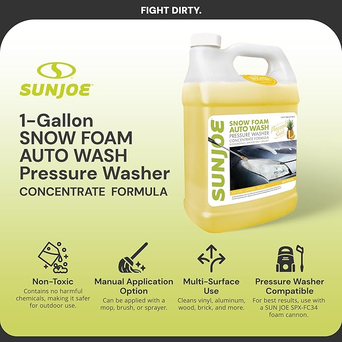 Sun Joe SPX-FCS1G Snow-Foam Pressure Washer Car-Wash Soap, 1 Gallon, Pineapple Scent
