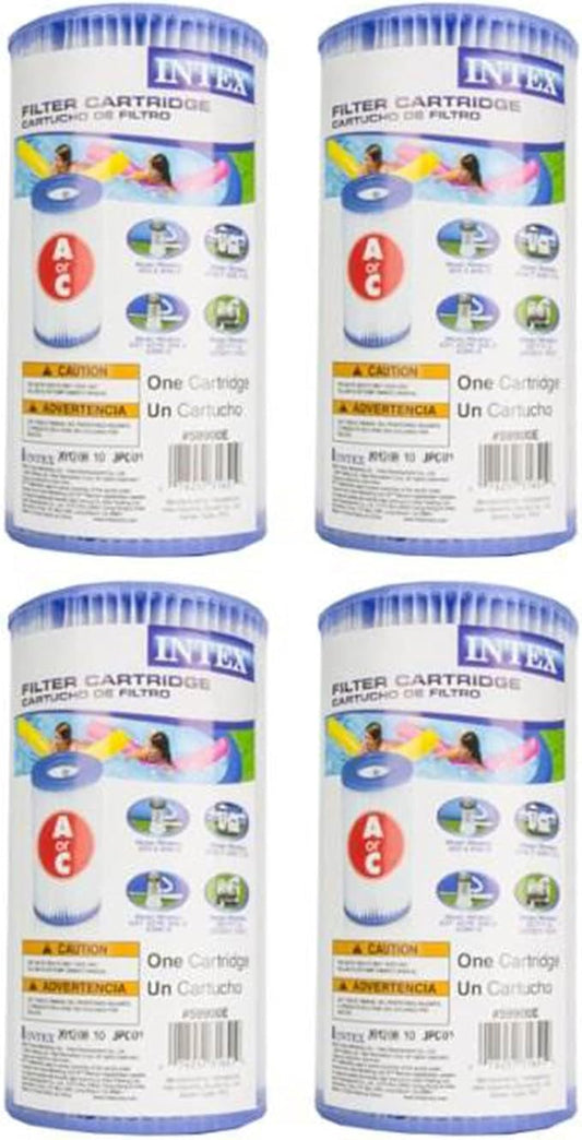 Intex 29000E 8" x 4.25" Type A Easy Set Above Ground Pool Replacement Filter Cartridge or Similar Brand Pool Pumps, (4 Pack)