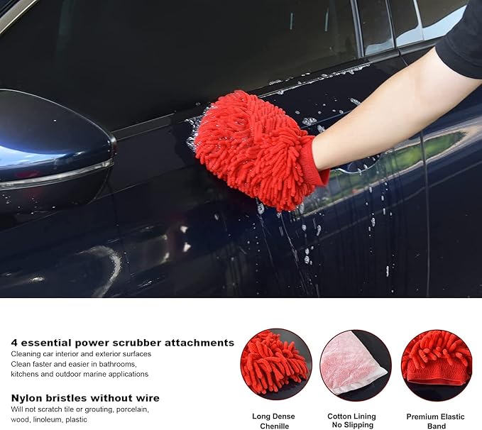 Car Cleaning Tools Kit with Detailing Brush for Cleaning Wheels Dashboard Interior Exterior Air Vents Car Seats Windows