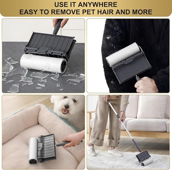 Fedicelly Lint Rollers Pet Hair Extra Sticky Floor with Long Handle,Large Cat Dog Hair Remover Laundry Clothes Carpet Furniture,6.3 inches Wider with 320 Sheets Giant Lint Remover Brush for Couch - Image 5