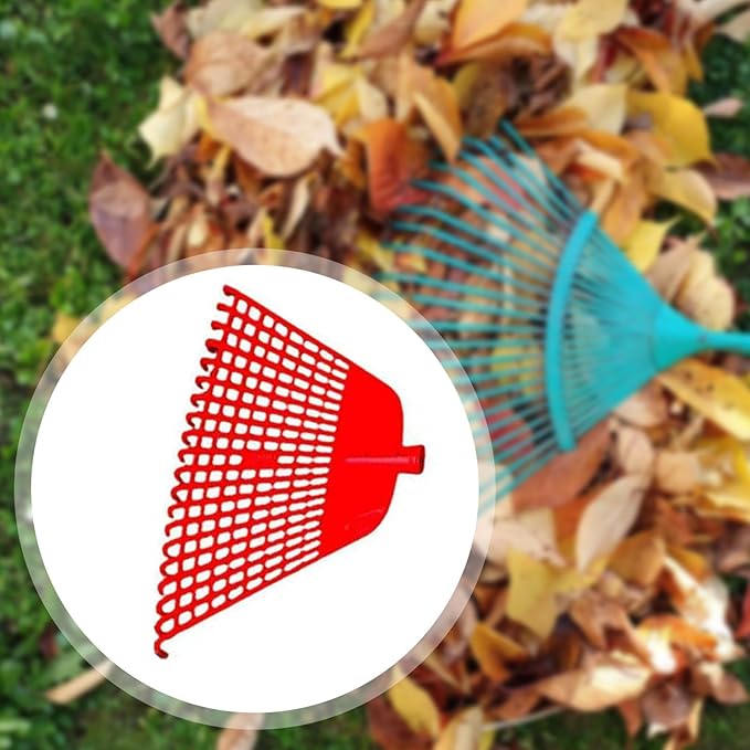 Lawn Rake Head Gardening Leaf Removal Tool Easily Install Heavy Duty with 20 for Patio Fallen Leaves Yard Flowers Beds , Red