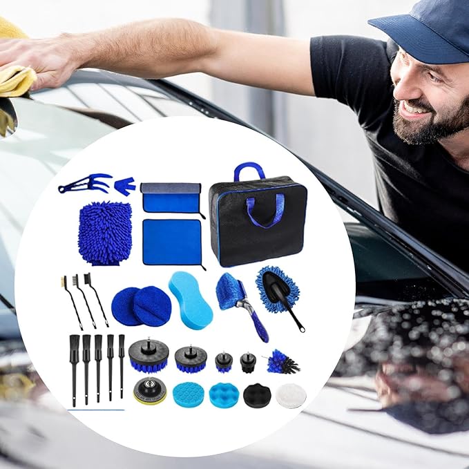 Car Cleaning Brush | 29-Piece Washing Scrubber Set for Vehicle,Vehicle Washing Brushes | for Truck Sedan SUV RV Garage Outdoor Home