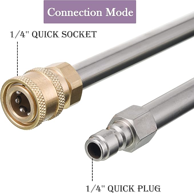 JOEJET Power Washer Extension Wand, 17 Inch Stainless Steel Pressure Washer Lance with 1/4 Inch Quick Connect, 2 Pack