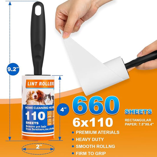 Lint Roller,Extra Sticky,660 Sheets with 3 Handles | Pet Hair Remover for Clothes, Furniture & Car,Ideal for removing cat & dog hair, lint from laundry, couches, car seats - Image 2