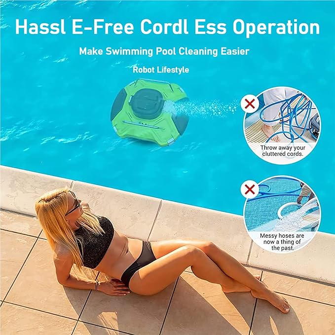 Cordless Robotic Pool Cleaner,360° Powerful Cleaning with Smart Route Planning,Automatic Vacuum for Effortless Pool Maintenance