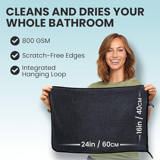 Shiny Wipes XL Drying Towel, The Original, Ultra Absorbent Twisted-Loop Design, Streak-Free Drying Towel, Shiny Wipes Shower Cleaning Cloths (7 Towel)
