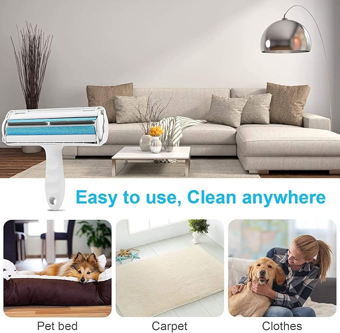 Pet Hair Remover Bundle, Reusable Lint Roller & Pet Hair Remover for Laundry Cat & Dog Fur Remover Set for Laundry Couch, Carpet Bedding & Clothes (Blue) - Image 7