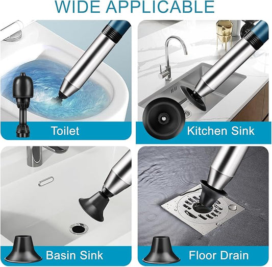 Electric Toilet Plunger Clog Remover: High Pressure Air Drain Blaster Clog Remover for Bathroom Bathtub Floor Drain Clogged