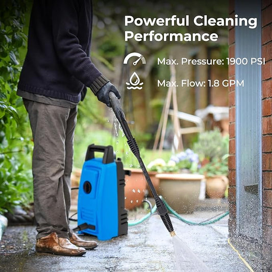 Goplus Electric Pressure Washer, 1900 PSI 1.8 GPM High Pressure Power Washer w/ 4 Quick Connect Nozzles, Soap Bottle & 19.7 FT Hose, Portable Cleaning Machine for Car Washing, Driveway, Patio, Floor