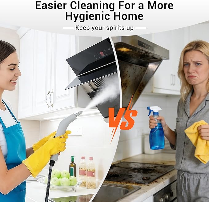 Steam Cleaner for Home - Portable Handheld Steamer for Cleaning With 15s Heat-UP, 0.78 Quarts Tank,9 Accessories - Clean Grease,Automotive wheels and interior trim,Grout, Tile, Floor, Couch, Carpets