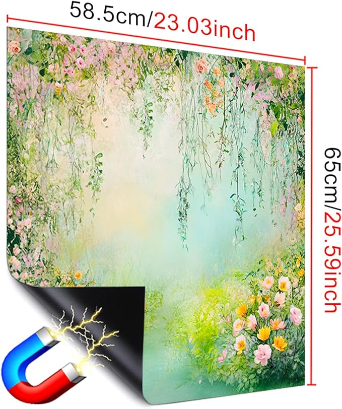 Dishwasher Magnet Cover 23x26 in Dreamy Floral Garden with Hanging Vines and Spring Blossoms Magnetic Dishwasher Cover for Kitchen Appliance Decoration Front Panel Sticker Decor