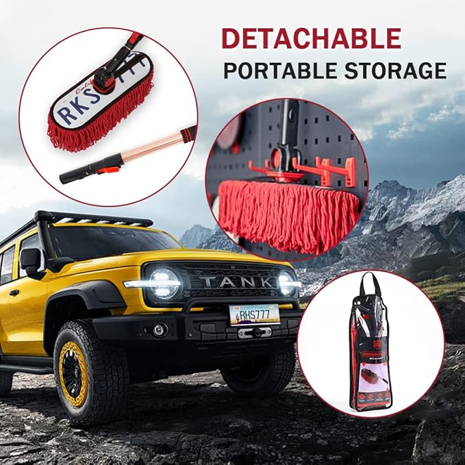 Car Duster Exterior Scratch Free Extendable Handle, Car Brush Kit for Truck,SUV,RV and Motorcycle,Duster for Cleaning，No Lint（CA Designer License Plate）