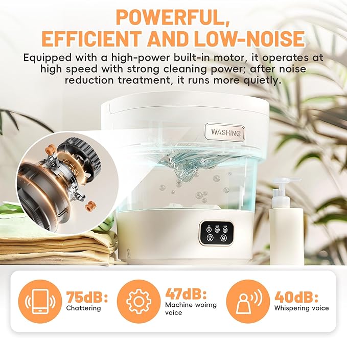 Portable Washing Machine, 12L Large Capacity Foldable Washer, Dryer with 3 Cleaning Modes, Upgraded Small Mini Laundry Machine for Baby Clothes, Underwear, Socks, Apartment, Travel, Camping, Dorm