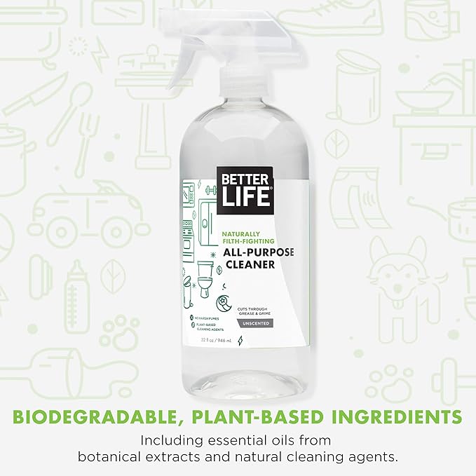 Better Life Floor Cleaner 32 Oz 2 Pack + All Purpose Cleaner Unscented 32 Oz Pack of 2 + Tub & Tile Cleaner 32 Oz 2 Pack