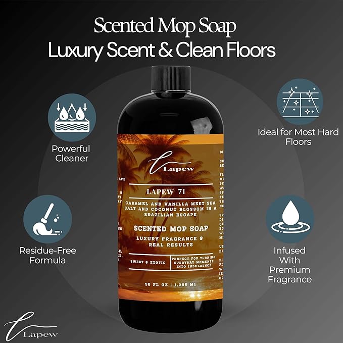 Lapew 71 Scented Cleaning Bundle | Carpet Deodorizer Powder (16 oz) & Mop Soap Concentrate (36 oz) | Pet-Friendly Odor Eliminator
