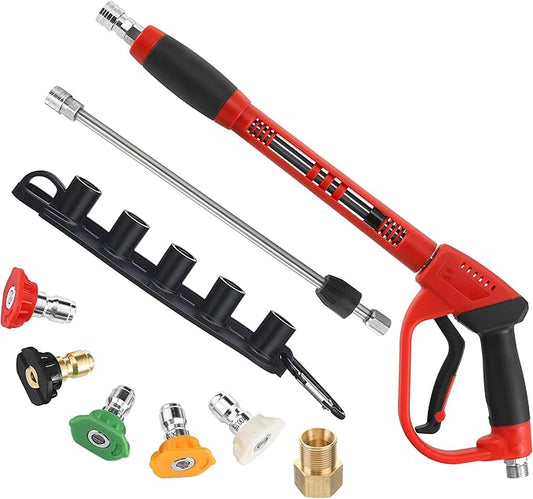 Tool Daily Deluxe Pressure Washer Gun, with Replacement Wand Extension, 5 Nozzle Tips, M22 Fitting, 40 Inch, 5000 PSI