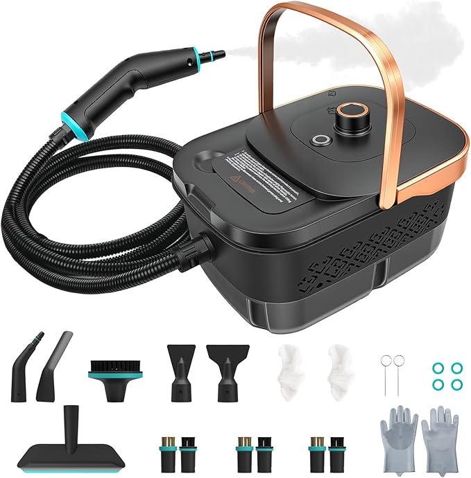 Handle Steam Cleaner, 2500W Steam Cleaner for Home, 3-Level Adjustable Handle,15s Heat-Up, Portable Steamer for Cleaning Car, Dirt, Grout, Couch, Furniture, Grease,Tile