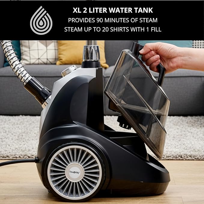 True & Tidy Luxury Upright Garment Steamer with 10 Steam Settings, Smart Auto Shut-Off 1800 Watt Powerful Standing Clothes Steamer, Fast Heat-Up Fabric Steamer, Eclipse