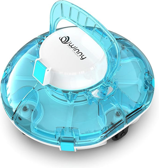 (2026 Upgrade) Cordless Robotic Pool Cleaner, Lasts 80 Min, Automatic Vacuum for Above-Ground Pools up to 645 Sq.ft,Portable, Self-Parking (Transparent Blue)
