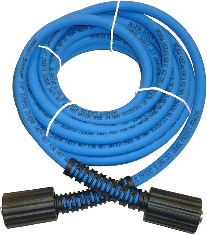 UBERFLEX™ Kink Resistant Pressure Washer Hose 1/4", 3,100 PSI with (2) 22MM - Made in USA - (25 Feet)