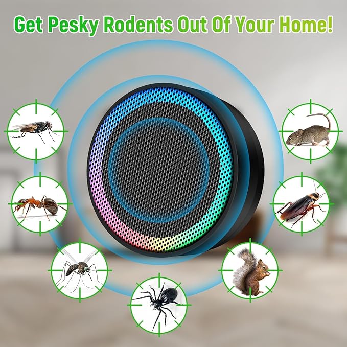Ultrasonic Pest Control Repellent, Insect Indoor Repellent Plug in, 2026 Mini Pest Control Device for House, Ultrasonic Repellent for Mouse, Rodent, Roach, Mice, Mosquito, Spider, Black-2 Pack