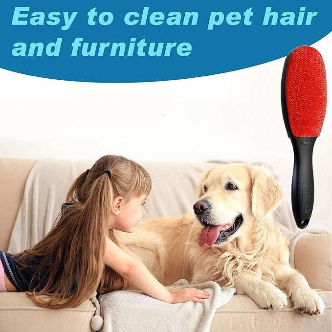 EZCLEAN 4-Pack Red Color Velvet Lint Brush for Clothes Furniture Couch, Pet Hair Remover, Reusable Double Sided Fabric Brush - Image 4