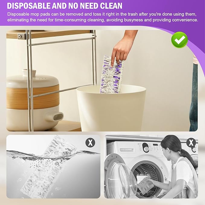 15 Pack Disposable Moping Pads Refills for Power Mop??? Multi-Surface Mop and PowerMop??? Wood Mop, Replacement Mop Pads for Floor Cleaning