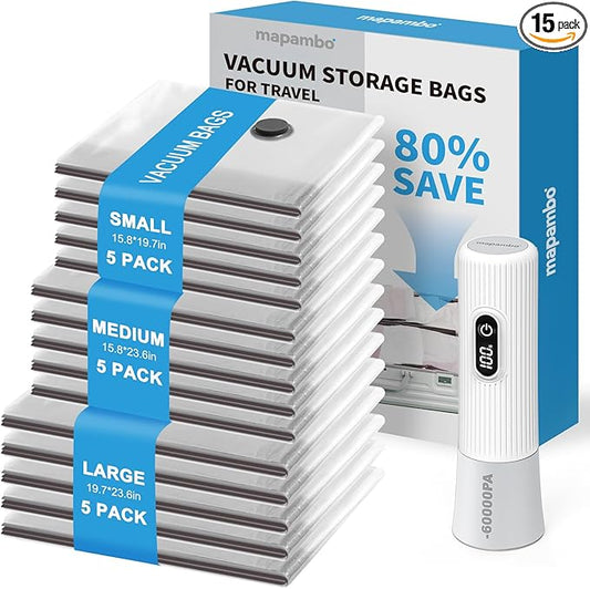 Space saving Vacuum Storage Bags for Travel Packing with Pump