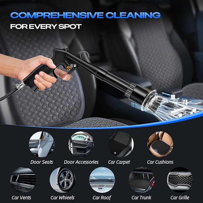 Car Dry Cleaning Gun, Detailing Interior Dryer Air Blow Gun, High Pressure Blower Gun, Car Detailing Kit Interior Cleaner,Car Detailing Tools for Car Quickly Blasts Dirt and DustWorks with Air