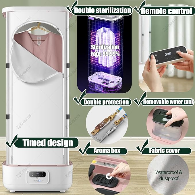 Steam Press Ironing Machine,Portable Dryer with 360° Hot Air Circulation,Intelligent Timing,Automatic Garment Care, for Clothes & Fabric, Quick-Drying Steam