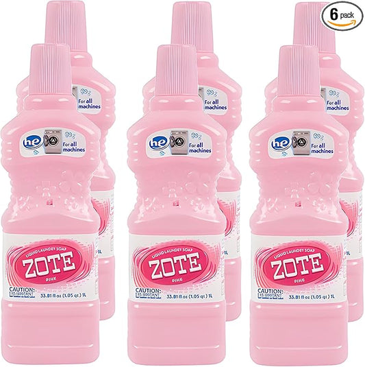 “Zote Pink Liquid Laundry Soap, 6-Pack (33.81 fl oz each), HE & Standard Machines, Gentle & Effective Cleaning”