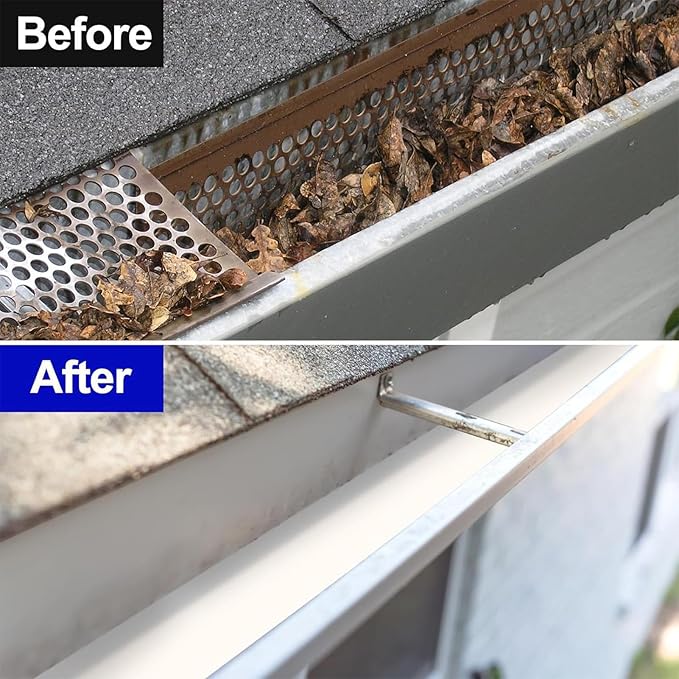 Gutter Cleaning Tool with Curved Stiff Bristles, Retractable Flexible Roof Gutter Brush Cleaner for Removing Dust, Leaves, Debris, and Branches