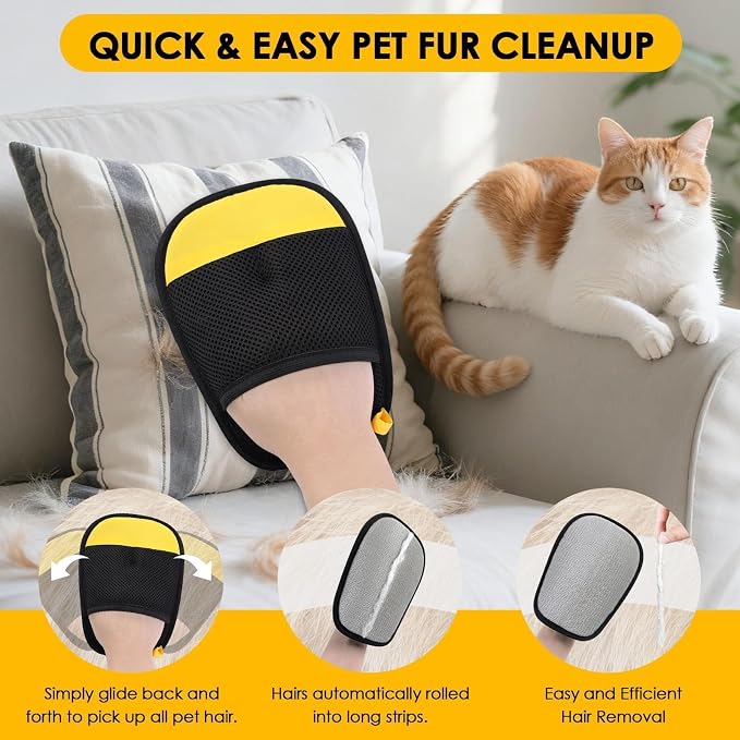 SAWMONG Pet Hair Remover Gloves 2-Pack ?€? Extra-Wide Static Dog & Cat Hair Remover for Couch, Carpet, Clothes & Car Seats, Reusable Lint Roller Alternative - Image 2