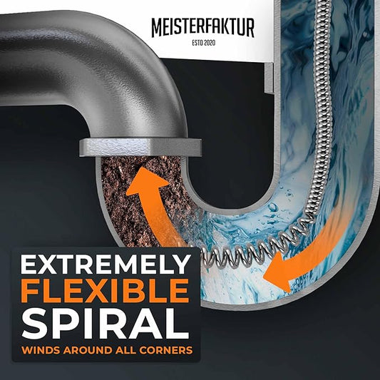 drain snake 3.0 [50 FT] - extremely long - Ideal plumbing snake for heavy & deep blockages - The drain auger for real do-it-yourselfers! (50 FT - 3/8 inch)
