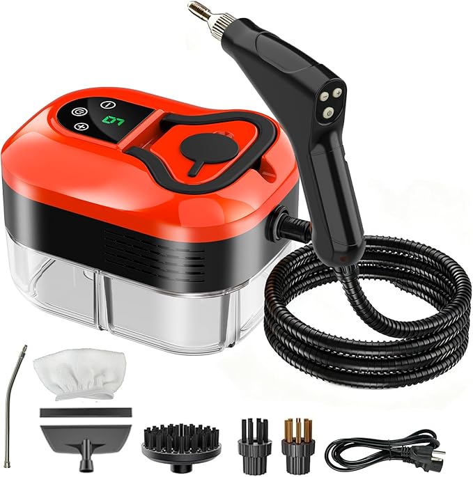 Steam Cleaner for Home & Car - 1200ML Water Tank 15s Heat-Up Portable Steamer for Cleaning, 6 Level Handheld Steam Cleaner for Car Detailing with 6 Accessories for Furniture, Grease, Carpet, Grout