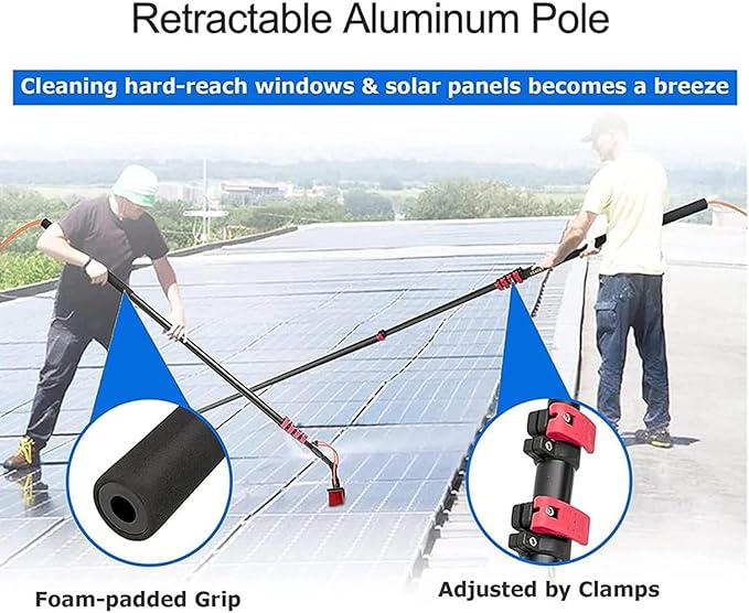 12-36 Foot Window Cleaning Water Fed Poles,Window Cleaning Water Fed Poles Roof Cleaning Tools Solar Panel Cleaning Brush 35m Brush Head Easy to Install Steel Buckle Fastening,9m/30FT