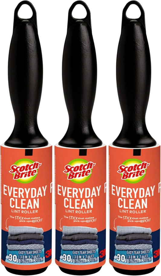 Scotch 3M Mini Lint Rollers 6-Pack (30 Sheets Each), Travel-Size Sticky Lint Removers for Clothes, Furniture and Pet Hair (3-Pack (30 Sheets Each)) by 3MIndustrial