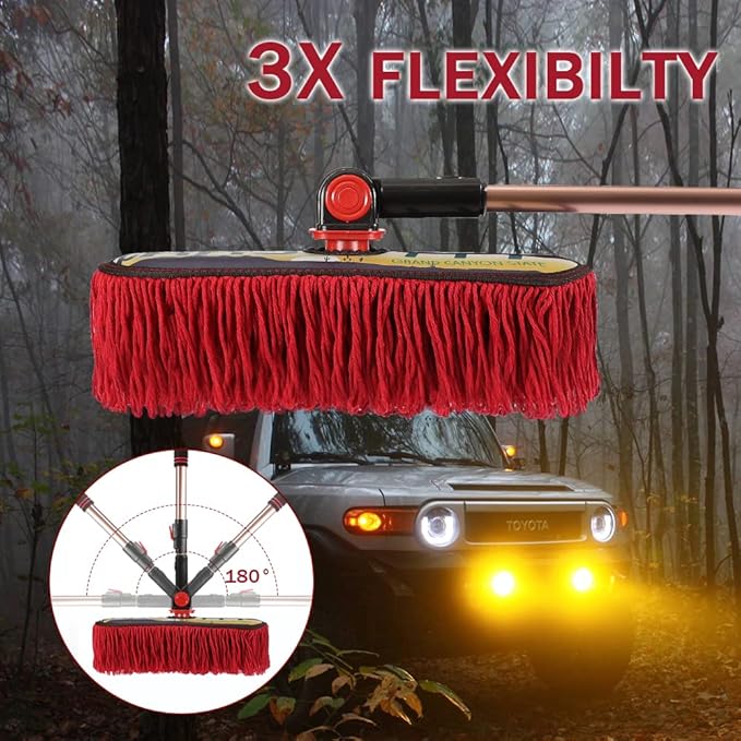 Car Duster Exterior Scratch Free Extendable Handle,Wax Cotton Hair Auto Brush Kit for Truck,SUV,RV and Motorcycle,Duster for Car Cleaning，No Lint（Grand Canyon State Designer License Plate）
