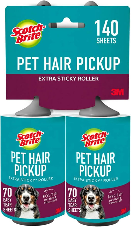 Scotch-Brite Pet Hair Extra Sticky Lint Roller,140 Sheets Total, 2 Pack | Designed for Removing Fur + Fluff on Couches, Clothes, Dog and Cat Beds, & More by Unknown
