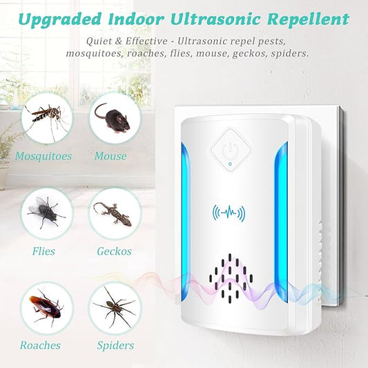 Ultrasonic Pest & Insect Repeller, Upgraded Indoor Ultrasonic Repellent for Mosquitoes, Roaches, Flies, Mouse, Geckos, Spiders, Electronic Plug in Pest Control, 2 Mode Switching (5)