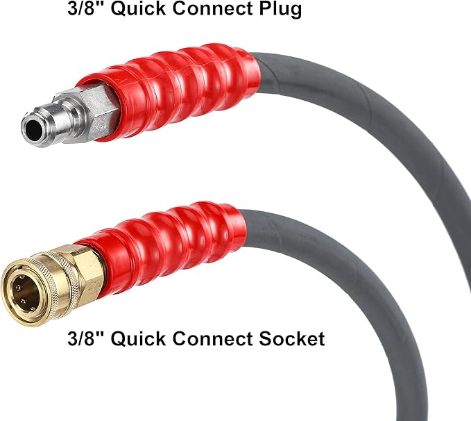 M MINGLE Pressure Washer Jumper Hose, 10 FT Whip Hose for Power Washer, Hose Reel Connector for Pressure Washing with 3/8 Inch Quick Connect
