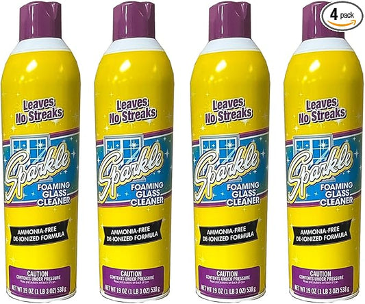 Sparkle Glass Cleaner Aerosol Spray Bottle, Ammonia-Free De-Ionized Formula, Leaves No Streaks, 20-Ounce Bottle (Pack of 3)