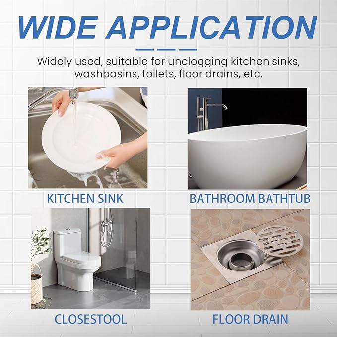 Drain Cleaner - Unclog Kitchen Sink, Bathroom Drain, Toilet, Hair & Grease Remover, Deodorizer, Safe for All Pipes(2PCS)